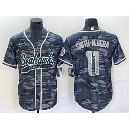 Men's Seattle Seahawks #11 Jaxon Smith-Njigba Grey Cool Base Stitched Baseball Jersey - Ujersey