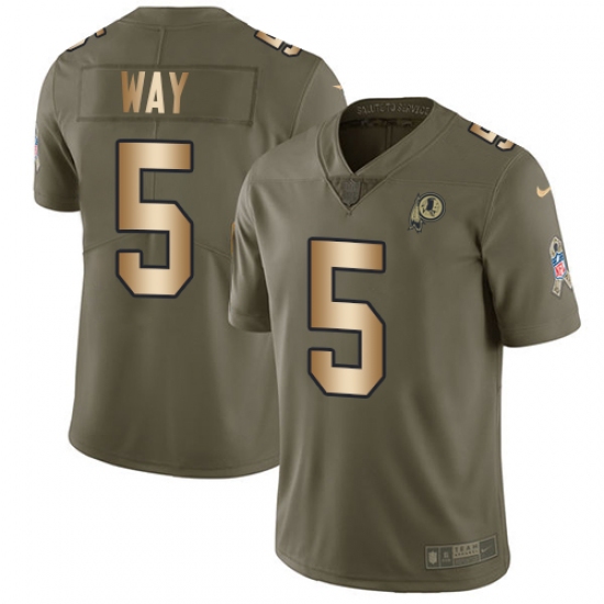 Youth Nike Washington Redskins #5 Tress Way Limited Olive/Gold 2017 Salute to Service NFL Jersey