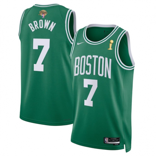 Men's Boston Celtics #7 Jaylen Brown Green 2024 Finals Champions Icon Edition Stitched Basketball Jersey - Ujersey