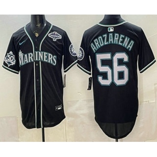 Men's Seattle Mariners #56 Randy Arozarena 50th Black Out Style Vapor Premier Limited Jersey - Ujersey