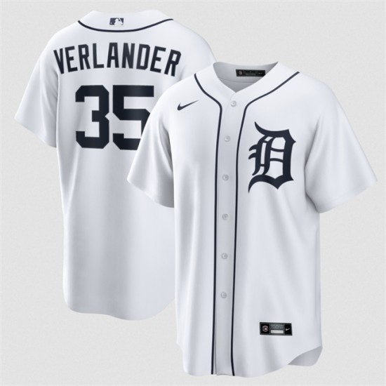 Men's Detroit Tigers #35 Justin Verlander White 2026 Cool Base Stitched Baseball Jersey - Ujersey