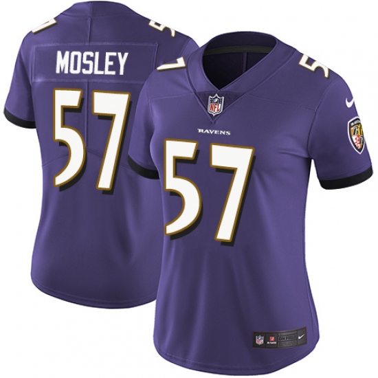 Women's Nike Baltimore Ravens #57 C.J. Mosley Purple Team Color Vapor Untouchable Limited Player NFL Jersey - Ujersey