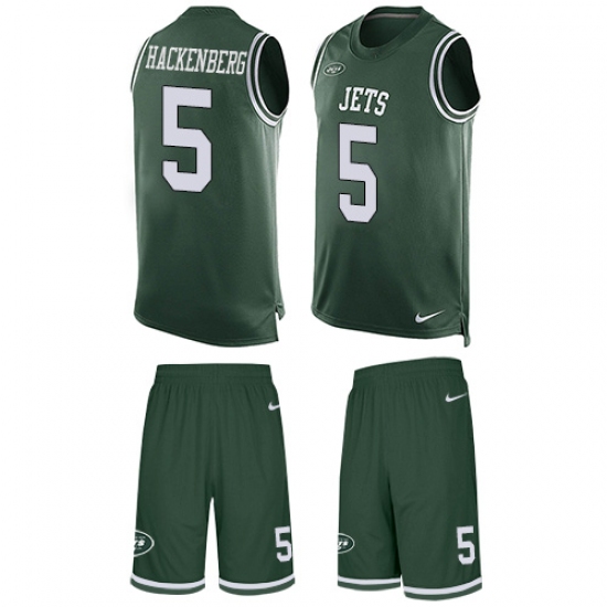 Men's Nike New York Jets #5 Christian Hackenberg Limited Green Tank Top Suit NFL Jersey - Ujersey