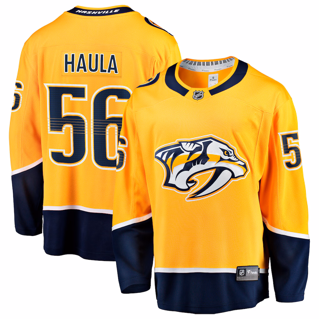 Men's Nashville Predators Erik Haula Fanatics Gold Home Breakaway Jersey - SUjersey01