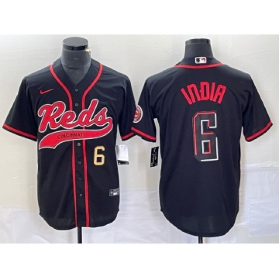 Men's Cincinnati Reds #6 Jonathan India Number Black 2023 City Connect With Patch Stitched Jersey - Ujersey