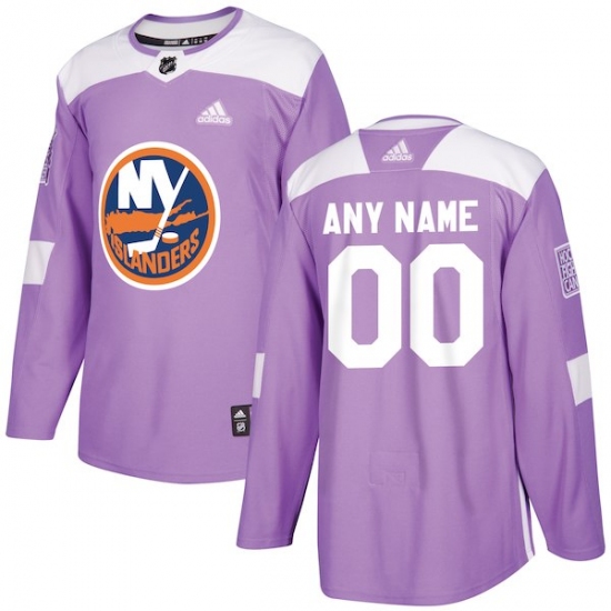Men's New York Islanders adidas Purple Hockey Fights Cancer Custom Practice Jersey - Ujersey
