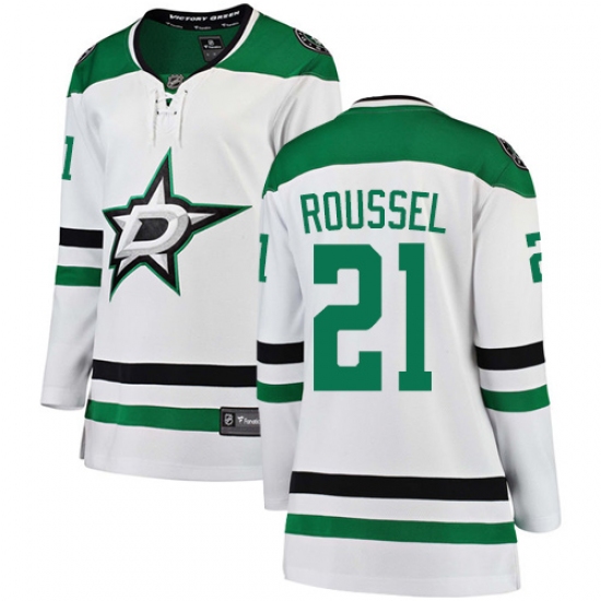 Women's Dallas Stars #21 Antoine Roussel Authentic White Away Fanatics Branded Breakaway NHL Jersey - Ujersey