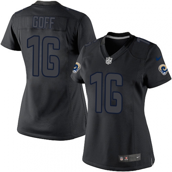 Women's Nike Los Angeles Rams #16 Jared Goff Limited Black Impact NFL Jersey - Ujersey
