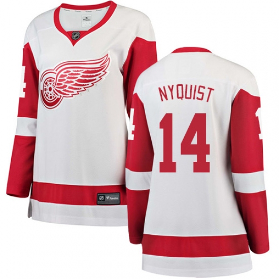 Women's Detroit Red Wings #14 Gustav Nyquist Authentic White Away Fanatics Branded Breakaway NHL Jersey - Ujersey