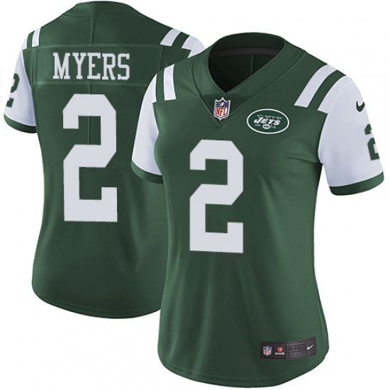 Women Nike New York Jets #2 Jason Myers Green Team Color Vapor Untouchable Limited Player NFL Jersey - Ujersey