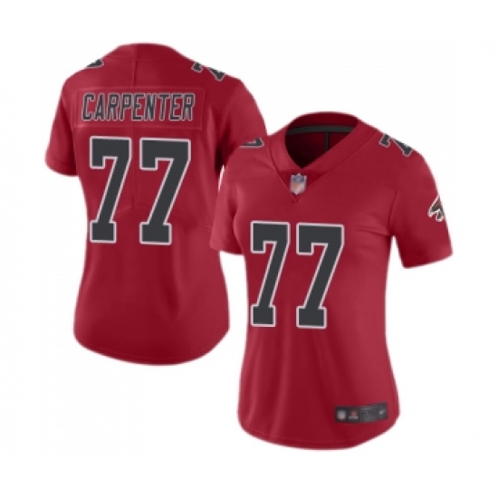 Women's Atlanta Falcons #77 James Carpenter Limited Red Rush Vapor Untouchable Football Jersey - Ujersey