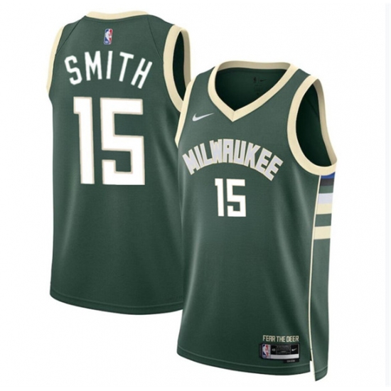 Men's Milwaukee Bucks #15 Tyler Smith Green 2024 Draft Icon Edition Stitched Basketball Jersey - Ujersey