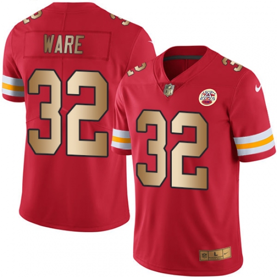 Men's Nike Kansas City Chiefs #32 Spencer Ware Limited Red/Gold Rush NFL Jersey - Ujersey
