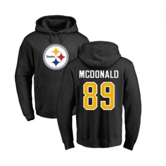 Football Pittsburgh Steelers #89 Vance McDonald Black Name & Number Logo Pullover Hoodie - Ujersey