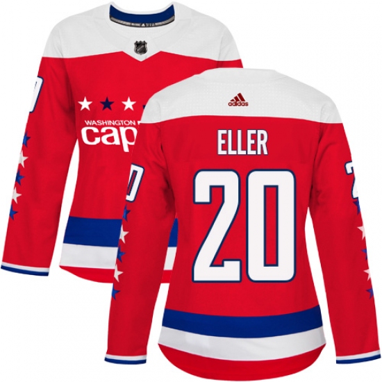 Women's Adidas Washington Capitals #20 Lars Eller Authentic Red Alternate NHL Jersey - Ujersey