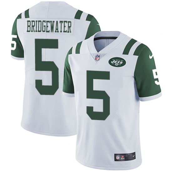 Men's Nike New York Jets #5 Teddy Bridgewater White Vapor Untouchable Limited Player NFL Jersey - Ujersey