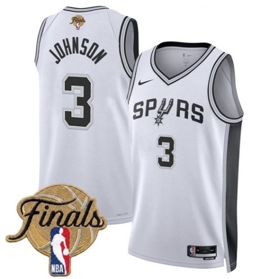 Men's San Antonio Spurs #3 Keldon Johnson White 2026 Finals Association Edition Stitched Basketball Jersey - Ujersey