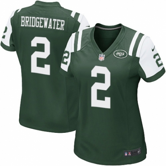 Women's Nike New York Jets #2 Teddy Bridgewater Game Green Team Color NFL Jersey - Ujersey