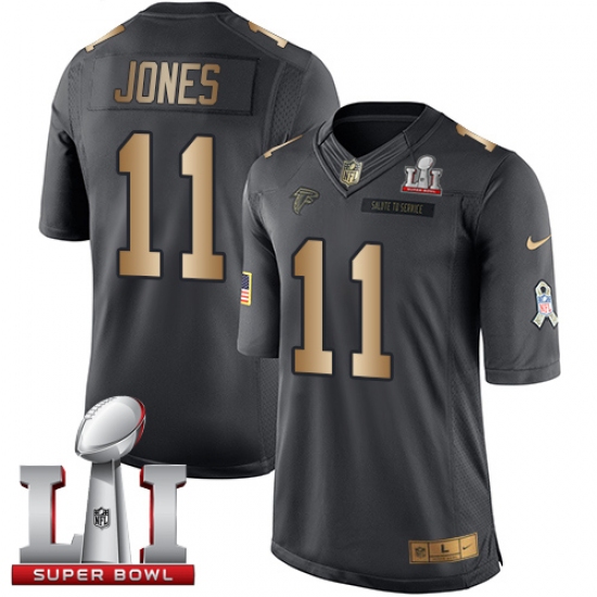 Youth Nike Atlanta Falcons #11 Julio Jones Limited Black/Gold Salute to Service Super Bowl LI 51 NFL Jersey - Ujersey