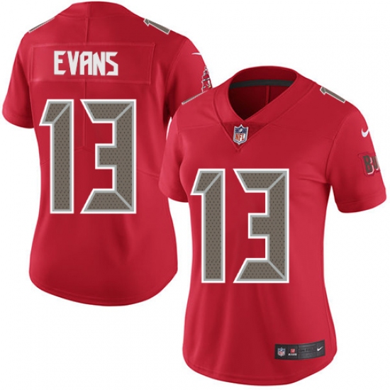 Women's Nike Tampa Bay Buccaneers #13 Mike Evans Limited Red Rush Vapor Untouchable NFL Jersey - Ujersey