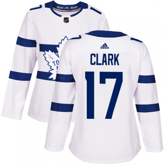 Women's Adidas Toronto Maple Leafs #17 Wendel Clark Authentic White 2018 Stadium Series NHL Jersey - Ujersey
