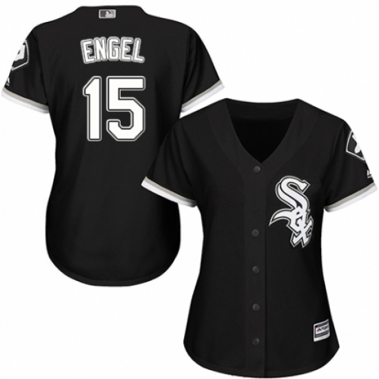 Women's Majestic Chicago White Sox #15 Adam Engel Replica Black Alternate Home Cool Base MLB Jersey - Ujersey