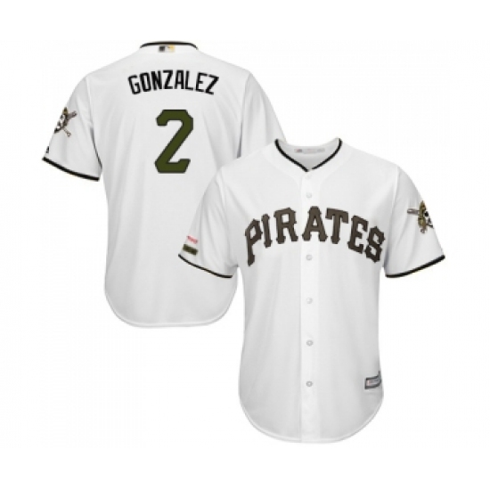 Men's Pittsburgh Pirates #2 Erik Gonzalez Replica White Alternate Cool Base Baseball Jersey - Ujersey