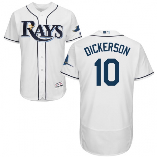 Men's Majestic Tampa Bay Rays #10 Corey Dickerson Home White Flexbase Authentic Collection MLB Jersey - Ujersey