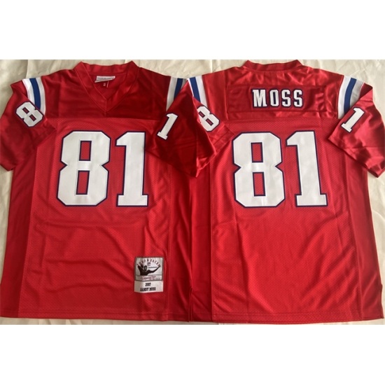 Men's New England Patriots #81 Randy Moss Red Throwback Stitched Football Jersey - Ujersey