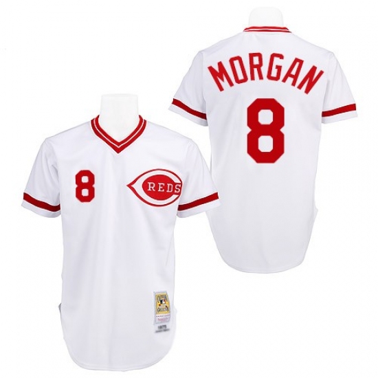 Men's Mitchell and Ness Cincinnati Reds #8 Joe Morgan Authentic White Throwback MLB Jersey - Ujersey