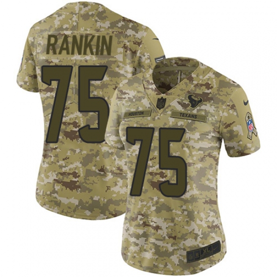 Women's Nike Houston Texans #75 Martinas Rankin Limited Camo 2018 Salute to Service NFL Jersey - Ujersey