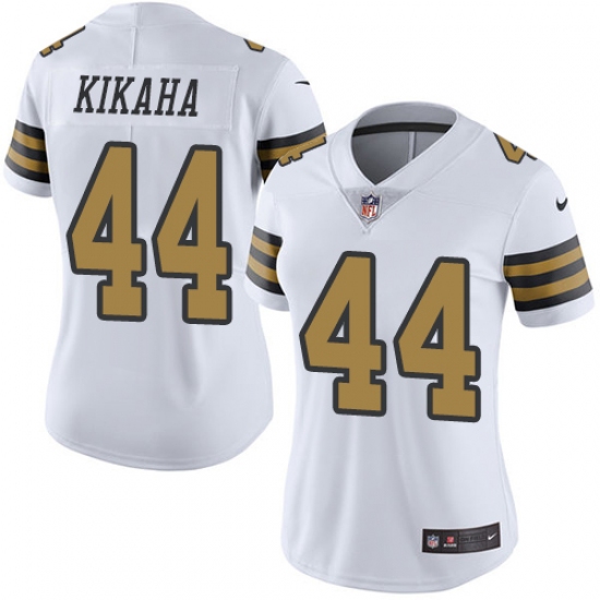 Women's Nike New Orleans Saints #44 Hau'oli Kikaha Limited White Rush Vapor Untouchable NFL Jersey - Ujersey