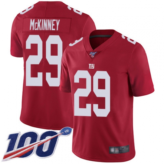 Men's New York Giants #29 Xavier McKinney Red Stitched Limited Inverted Legend 100th Season Jersey - Ujersey