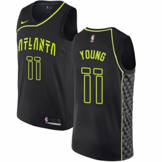 Youth Nike Atlanta Hawks #11 Trae Young Swingman Black NBA Jersey - City Edition - Ujersey
