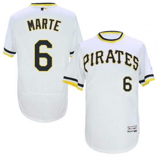 Men's Majestic Pittsburgh Pirates #6 Starling Marte White Flexbase Authentic Collection Cooperstown MLB Jersey - Ujersey
