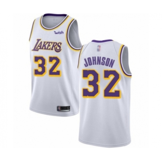 Men's Los Angeles Lakers #32 Magic Johnson Authentic White Basketball Jersey - Association Edition - Ujersey