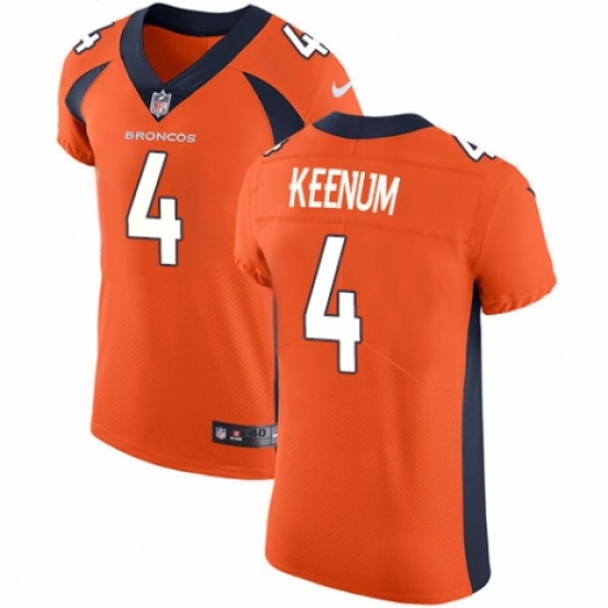 Men's Nike Denver Broncos #4 Case Keenum Orange Team Color Vapor Untouchable Elite Player NFL Jersey - Ujersey