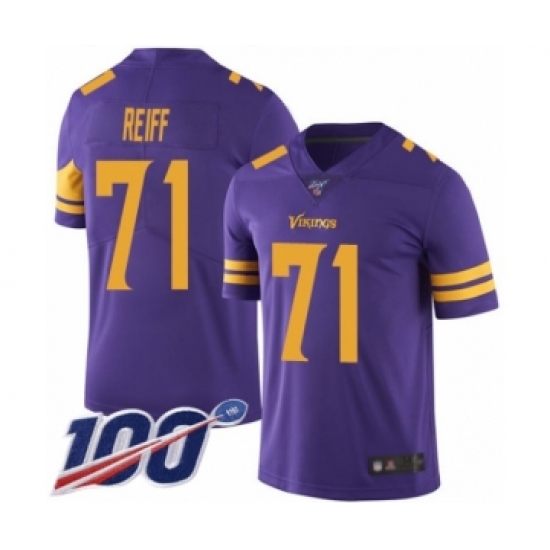Men's Minnesota Vikings #71 Riley Reiff Limited Purple Rush Vapor Untouchable 100th Season Football Jersey - Ujersey