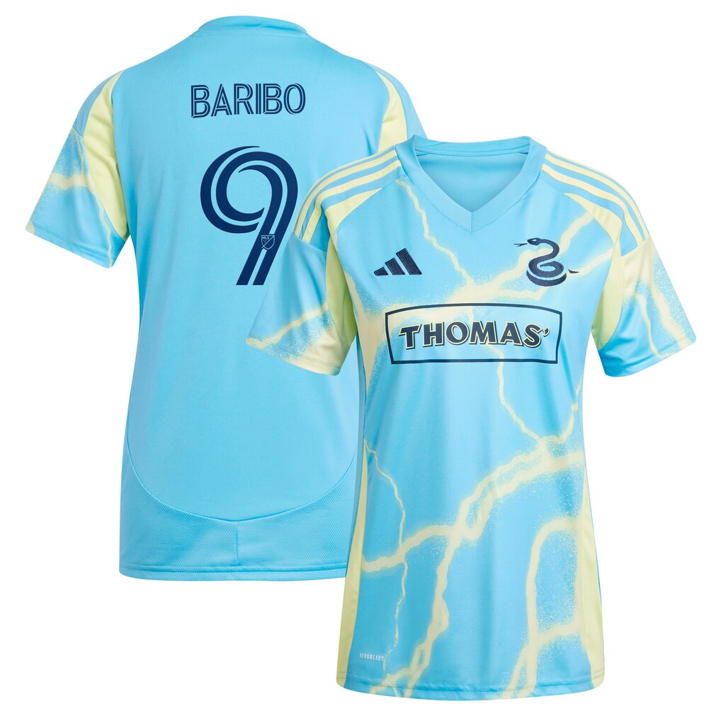 Women's Philadelphia Union Tai Baribo adidas Blue 2025 The Voltage Kit Replica Player Jersey - Ujersey