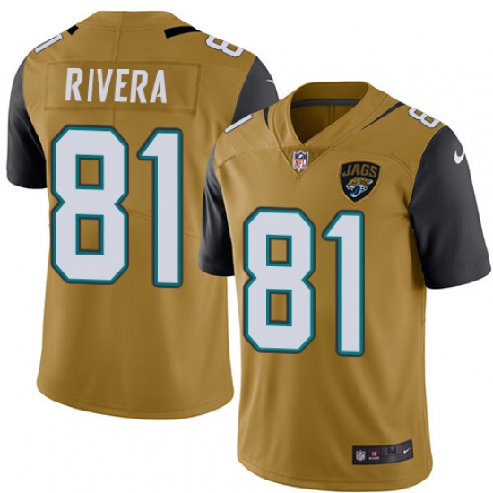 Youth Nike Jacksonville Jaguars #80 Mychal Rivera Limited Gold Rush Vapor Untouchable NFL Jersey - Ujersey
