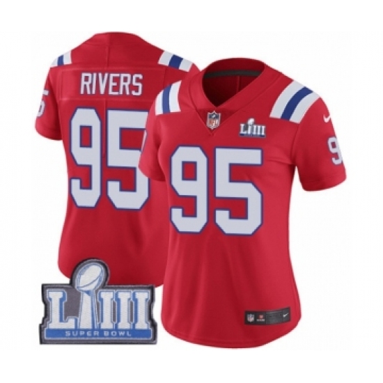 Women's Nike New England Patriots #95 Derek Rivers Red Alternate Vapor Untouchable Limited Player Super Bowl LIII Bound NFL Jersey - Ujersey