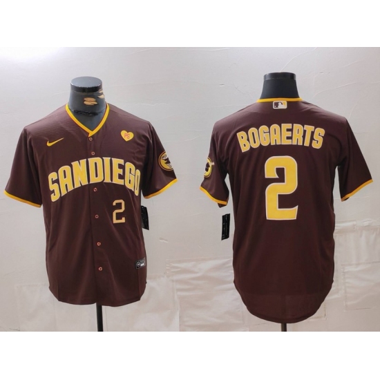 Men's San Diego Padres #2 Xander Bogaerts Brown With PS Cool Base Stitched Jerseys - Ujersey