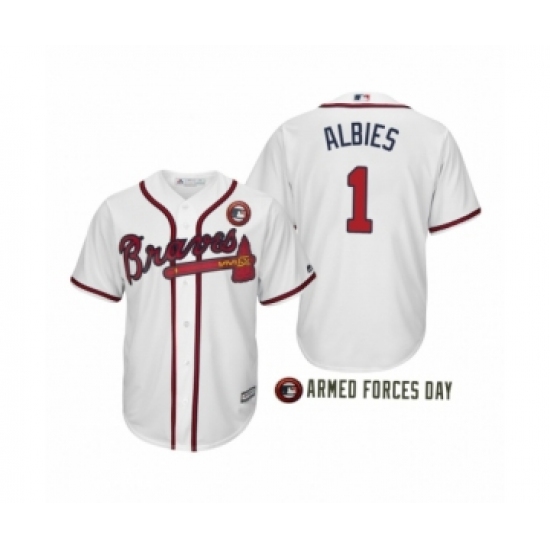 Youth 2019 Armed Forces Day Ozzie Albies #1 Atlanta Braves White Cool Base Jersey - Ujersey