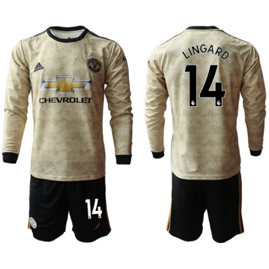 Manchester United #14 Lingard Away Long Sleeves Soccer Club Jersey