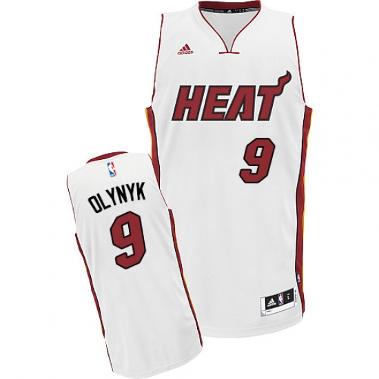Men's Adidas Miami Heat #9 Kelly Olynyk Swingman White Home NBA Jersey - Ujersey