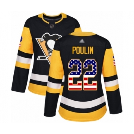 Women's Pittsburgh Penguins #22 Samuel Poulin Authentic Black USA Flag Fashion Hockey Jersey - Ujersey