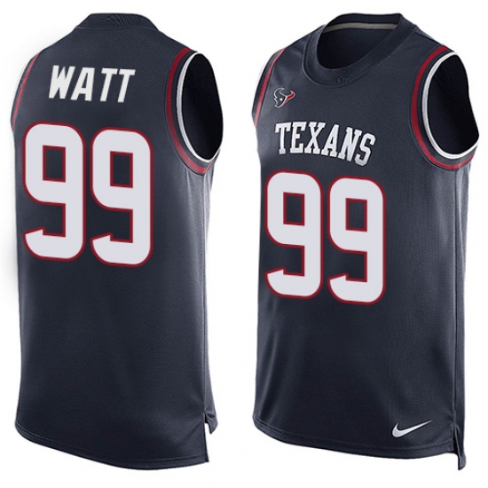 Men's Nike Houston Texans #99 J.J. Watt Limited Navy Blue Player Name & Number Tank Top NFL Jersey - Ujersey