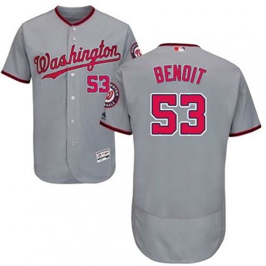 Men's Majestic Washington Nationals #53 Joaquin Benoit Grey Road Flex Base Authentic Collection MLB Jersey