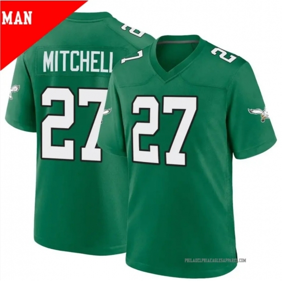 Men's Philadelphia Eagles ＃27 Quinyon Mitchell Game Green Kelly Stitched Jersey