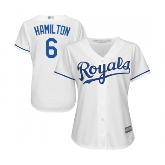 Women's Kansas City Royals #6 Billy Hamilton Replica White Home Cool Base Baseball Jersey - Ujersey